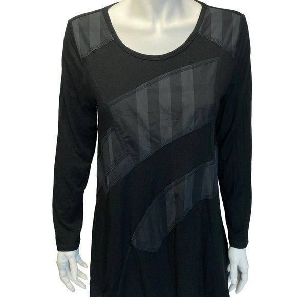 Sun Kim Black Lagenlook Artsy Asymmetrical Tunic Dress Size Small Top Blouse - Picture 5 of 8